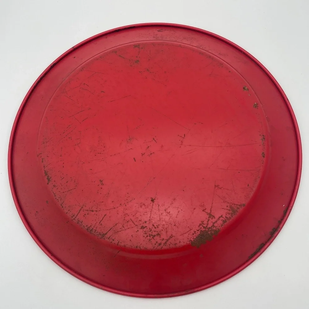 Stoyke BBQ Chef Red Round Metal Chef Pizza Pan Grill Vintage MCM‎ 1950s Tray